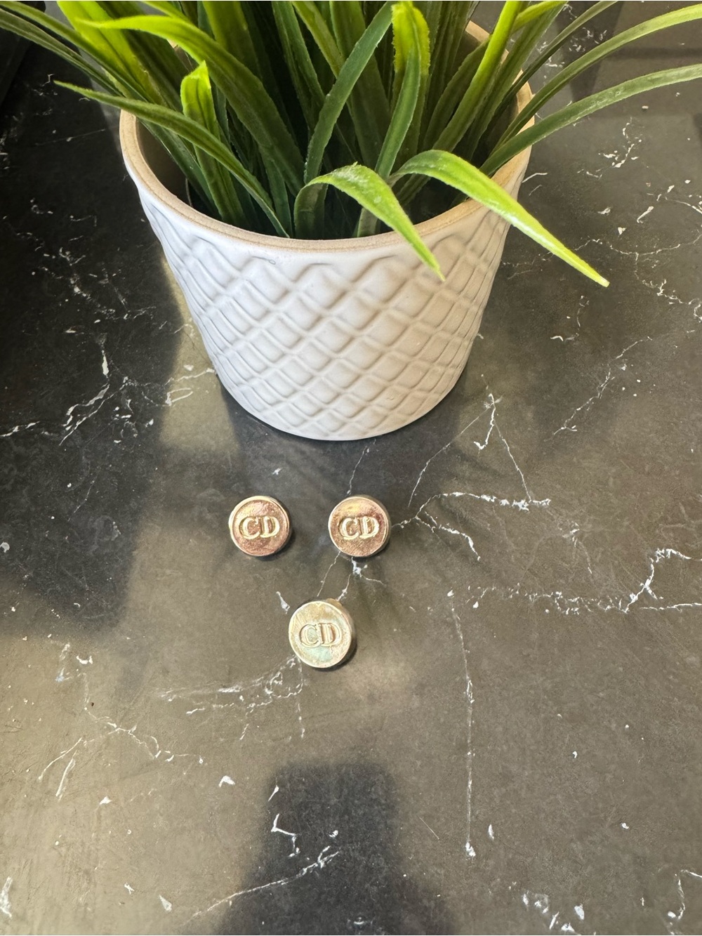 Christian Dior  Logo Round Metal Buttons - silver tone